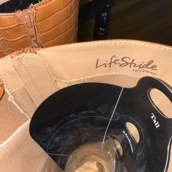 Brown Croc-Embossed Knee-High Boots - Picture 4 of 10